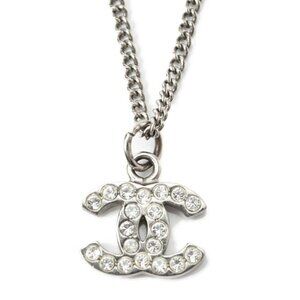 CHANEL Authentic White Logo Necklace
